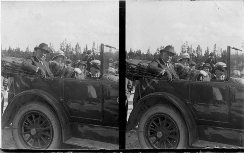 Pres. and Mrs. Harding in Yellowstone National Park. In a Lincoln car