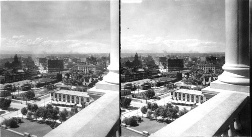 Looking from Capitol N.N.W. over Denver to the mountains. Colorado