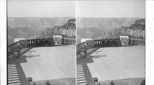 Grand Canyon, Ariz. Looking across Canyon from upper veranda. "Portrait Pan Film"