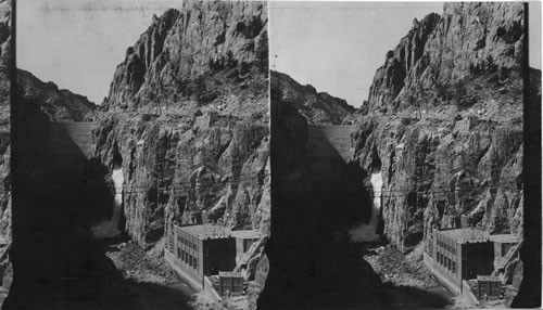 Shoshone Dam, Spillway and Power House, and Swinging Bridge