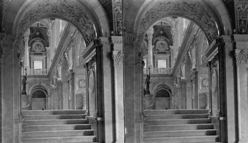 Grand Stairway from Vestibule, Congressional Library Building. Washington