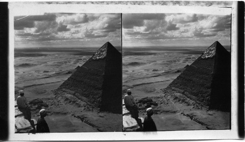 Second Pyramid S.W. from Summit of Great Pyramid, Egypt