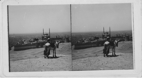 Distant view of Cairo from Makattam Hill, citadel in foreground, Egypt