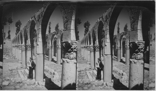 Columns of the old Mosque, taken from the Temple of the Sun, Baalbeck, Syria