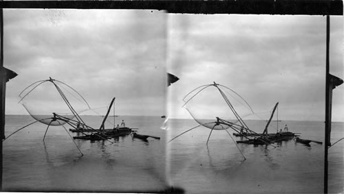 Working fish nets in the Bay of Manila, Philippine Islands
