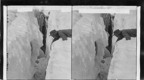 Looking into the depths of the crevasse. Stephen's Glacier, Mt. Rainier. Washington