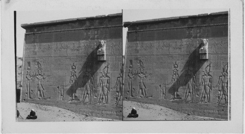 Ancient Carvings and Hieroglyphics on Exterior North Wall Temple of Hathor Dendera