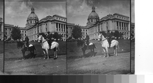 Northwest Mounted Police in front of the Parliament Bldg. at Edmonton, Alberta