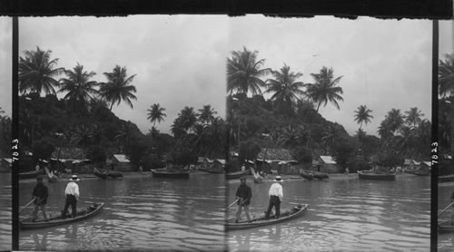 Native life on the banks of the Madame River, near Fort de France. Martinique, West Indies