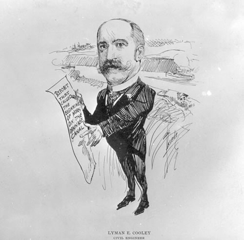 Lyman E. Cooley.[caption reads "Lyman E. Cooley Civil Engineer"]