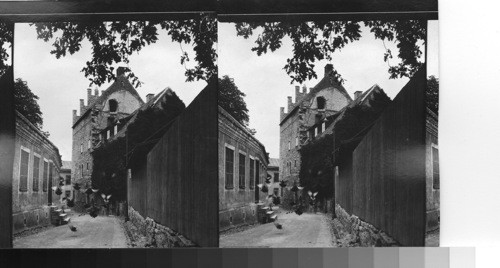 One of Visby's narrow street. Old apothecary shop, Visby, Island of Gotland, Sweden