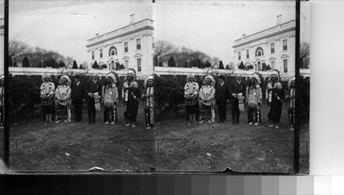 Sioux and Crow Indian Chiefs, Indian Commissioner Burke and Pres. Harding at the White House - Washington, D.C. Armistice Day, 1921