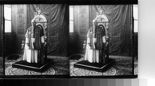 His Holiness Pope Pius X in the throne room of the Vatican Palace, Rome, Italy