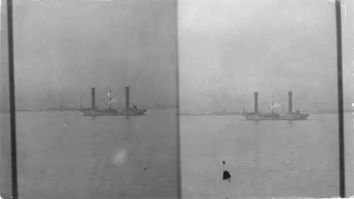 The Flettner Rotor Ship - propelled by wind rotated turrets, N.Y. City