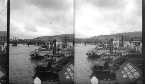 Shipping on the Williamette River from Morrison St. Bridge to Portland Heights. Oregon