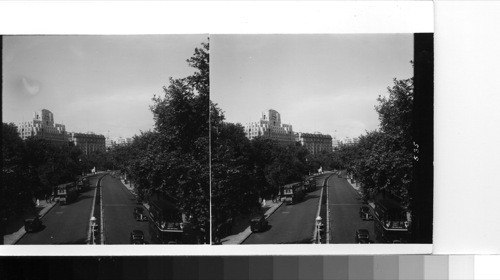 London: the roadway along Victoria embankment from the northwest end of Hungerford Bridge, looking toward the modern business buildings which rise above the river and embankment in thie [this] part of the city