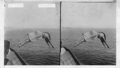 Diving. Coney Island, New York. Miss Ward - greatest woman diver