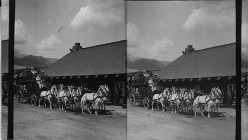 Stage Coach Leaving R.R. Station. Gardines, Montana