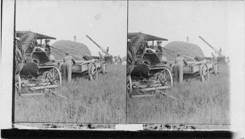 "The chaff of the summer threshing floors" - how threshing is done on a Michigan farm. Michigan