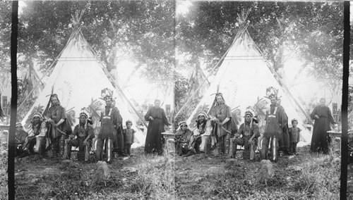 Indians and their wigwam. Quebec. Canada