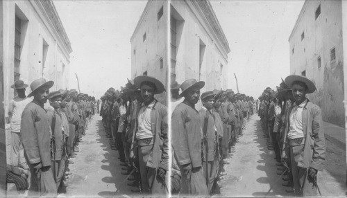 Recruits enlisted for the defense of their native land. Puerto Cabello, Venezuela