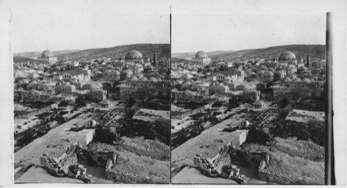 The Jewish Quarter of Jerusalem with its two synagogues. Palestine