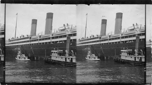 Alongside the Great Ocean Steamship Adriatic, New York