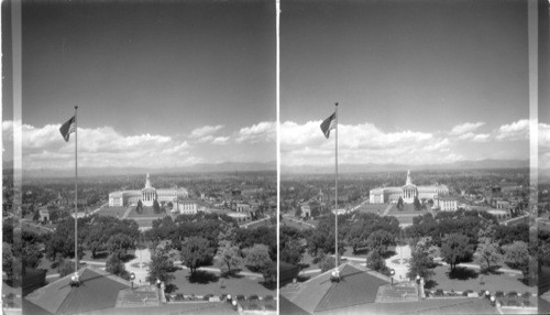 City Hall & Plaza from State Capitol, Denver, Colo