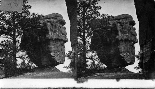 Balance Rock, Garden of the Gods, Colo. Now the private owner has put high fence around & have taken a stereo to show you how it looks now