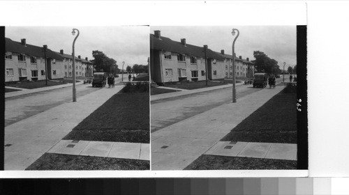 Coventry: one of the new housing developments which have been built by the corporation of Coventry to take care of people who lost their homes in the bombed-out areas of that city so badly battered in world war II [2]. These houses are the semi-detatched variety and may be rented or purchased from the corporation. As in our own country people are offered homes according to their special income brackets