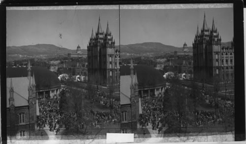 Salt Lake City, Utah - - Looking north over Temple Square to the Capitol