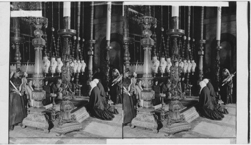 The Stone of Anointment, Church of the Holy Sepulchre. Jerusalem. Palestine