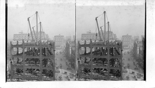 Building a 23-Story Steel Skeleton for Times Building. N.Y. City