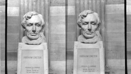 Marble Bust of Abraham Lincoln in the Rotunda of the Capitol, Wash., D.C. By Gaston Borghlum, sculptor