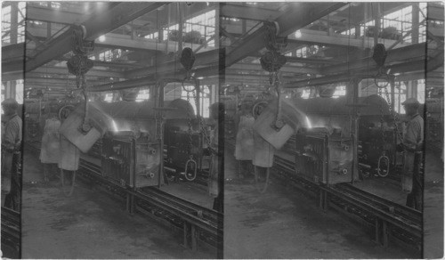 Pouring Molten Metal in Mold, Ford Motor Plant, Detroit, Mich