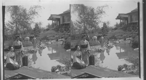 Japanese Girls in garden, St. Louis Fair