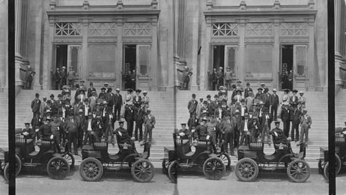 Automobile Parade Policemen in Front of Metropolitan Museum, New York City, N.Y