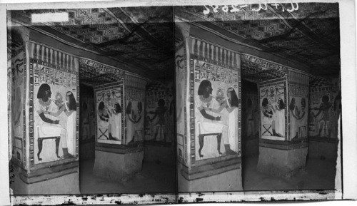 Painted Tomb chamber of Prince Sennofer, Hewn in a cliff at Thebes, Egypt