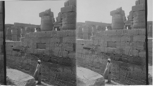 Relief on N. Wall of Temple at Karnak. Egypt