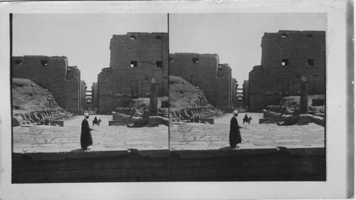 The wonderful Avenue of the Sphinx from the first Pylon, Looking Southward, Karnak, Egypt