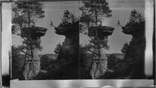 Leaping the chasm, Stand Rock. Wisconsin