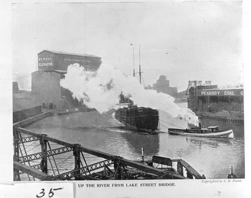 Up the River from Lake Street Bridge, Chicago, Ill