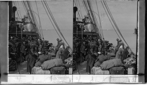 Russian Pilgrims to Jerusalem aboard vessel in Belrut Harbor, Syria