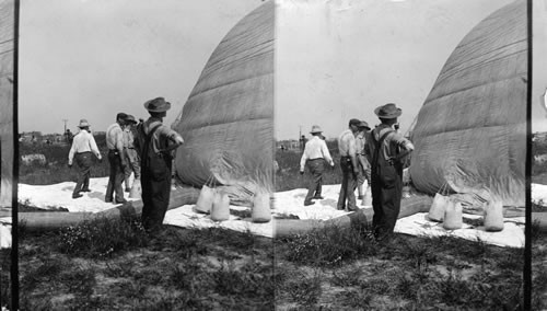 Bag nearly full, showing feed tube. U.S. Army Balloon Corps. Wash., D.C