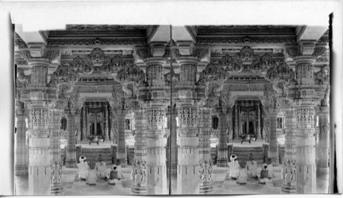 The Court and portico to entrance to central shrine - Nemnath, Dilwarra, India