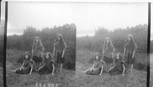 Girls dressed in fur. Pageant. Quebec, Canada