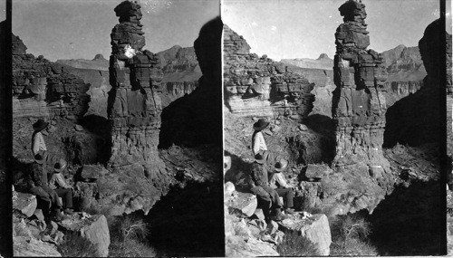 On the Tonto Trail northwest to the Monument Temple of Ra is the peak at left of monument. Same as 47869 - B 31-2. Is dup of 47869