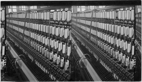 Mule spinning Frames, Drawing Rolls and Bobbins (Detail) Cotton, Mills, Adams, Mass