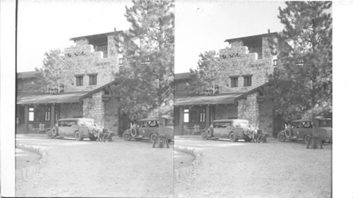 Grand Canyon, Arizona. Arrival of Bus Lodge Sept. 3, '28