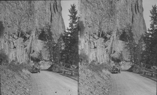 Over Hanging Basaltic Cliff near Tower Falls, Yellowstone Park